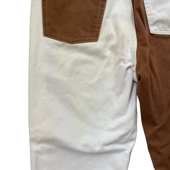 Topshop Kort High Waisted Colorblock Straight Leg Jeans Brown women’s size 30 - Picture 6 of 7